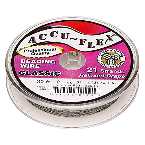 Accu-Flex Perlendraht Edelstahl klar nylonummantelt, 21 litzig 0,0 cm Durchmesser 30 Fuß Spule von Accuflex