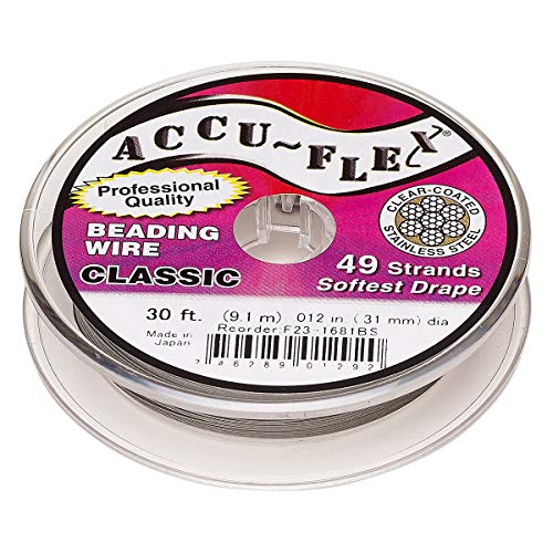 Accu-Flex Perlendraht klar nylonummantelter Edelstahl 49 Stränge 0,0 cm Durchmesser 30 Fuß Spule von Accuflex