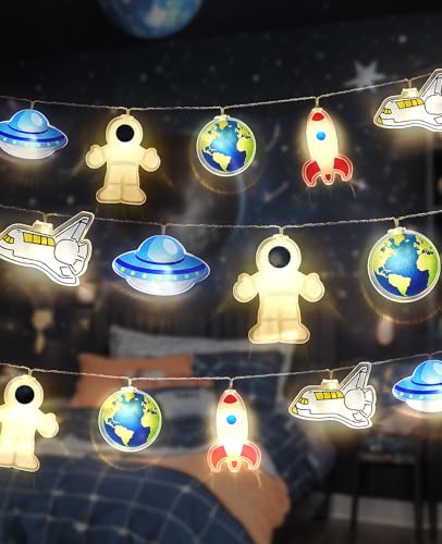 AceList 20 LED Weltall Lichterkette Kinderzimmer, 3m Warmweiß Lichterkette Batterie, Acryl Lichterkette Kinder für Innen, Baby Bett, Party Dekoration, Nachtlicht für Junge MäDchen Geschenk von AceList