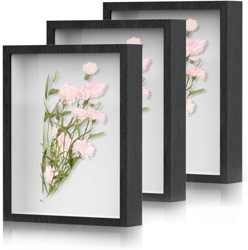 3D Bilderrahmen 20 x 25 cm- 3 Pack Objektrahmen Tief, Bilderrahmen Tief Holz Rahmen mit Glas Geeignet für Tischpräsentation, Zeichnungen, Fotos, Trockenblumen, Wandmontage, Shadow Box Rahmen (Schwarz) 3D Bilderrahmen 20 x 25 cm- 3 Pack Objektrahmen Tief, Bilderrahmen Tief Holz Rahmen mit Glas Geeignet für Tischpräsentation, Zeichnungen, Fotos, Trockenblumen, Wandmontage, Shadow Box Rahmen (Schwarz) von Acebliss