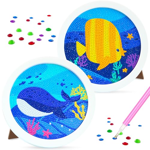 Diamond Painting Kinder, Diamant Painting Bilder Fisch und Wal, Diamontpating Set mit Rahmen, 5D Diamond Painting Mädche, DIY Diamant Malerei Frauen Geschenk, Basteln Erwachsene für Home Wand Decor Diamond Painting Kinder, Diamant Painting Bilder Fisch und Wal, Diamontpating Set mit Rahmen, 5D Diamond Painting Mädche, DIY Diamant Malerei Frauen Geschenk, Basteln Erwachsene für Home Wand Decor von Acebwhtoy