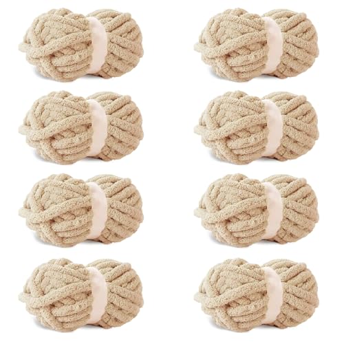 Khaki Chunky Chenille-Garn, 8 Stück, grobes Chenille-Garn zum Handstricken, sperriges dickes klobiges Plüschgarn für Heimwerker, extra sperriges grobes Garn für Handstrickdecken (27,7 m, je 250 g) Khaki Chunky Chenille-Garn, 8 Stück, grobes Chenille-Garn zum Handstricken, sperriges dickes klobiges Plüschgarn für Heimwerker, extra sperriges grobes Garn für Handstrickdecken (27,7 m, je 250 g) von Acedining