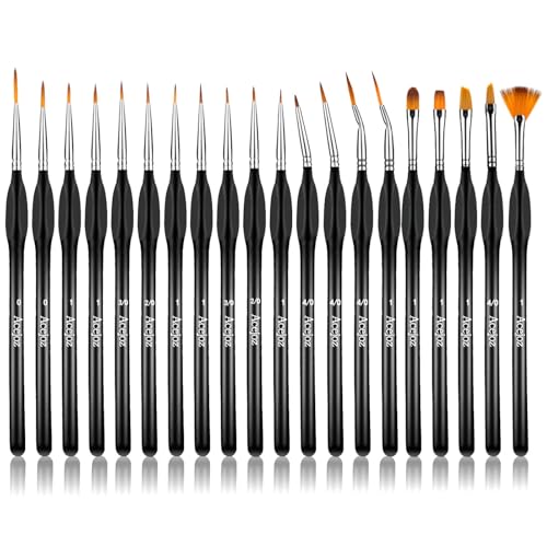 Acejoz 20 Pinselset Malen, Premium Malen Nach Zahlen Pinsel,Feine Detail Pinsel Set, Feine Pinsel, Miniatur Modellbau Pinsels, Pinselset Acrylfarben Für Acryl, Aquarell, Miniaturen, Modell von Acejoz