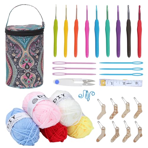 Acemall Häkeln für Anfänger, Häkelnadel Set, Ergonomisch Häkelnadeln Set Häkelset Crochet mit Soft Gummi Comfort Grip Crochet 2,0 mm-6,0 mm, Tragbaren Tasche, Wolle, Häkel Zubehör Acemall Häkeln für Anfänger, Häkelnadel Set, Ergonomisch Häkelnadeln Set Häkelset Crochet mit Soft Gummi Comfort Grip Crochet 2,0 mm-6,0 mm, Tragbaren Tasche, Wolle, Häkel Zubehör von Acemall