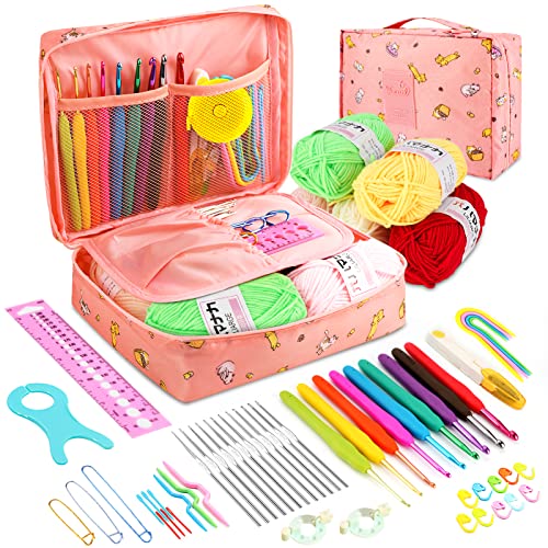 Häkelnadel Set, Ergonomisch Häckelnadelnset 59 Stück Häkelset für Anfänger, Soft Gummi Comfort Grip Crochet Set Beinhaltet tragbaren Tasche 0,6 mm-6,0 mm Metallnadeln, Wolle, Schere und Stricknadeln Häkelnadel Set, Ergonomisch Häckelnadelnset 59 Stück Häkelset für Anfänger, Soft Gummi Comfort Grip Crochet Set Beinhaltet tragbaren Tasche 0,6 mm-6,0 mm Metallnadeln, Wolle, Schere und Stricknadeln von Acemall