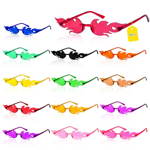 Acentor Flammen Sonnenbrille, 14 Stück Party Brillen, Party Sonnenbrille, Partybrille Set, Randlose Bunte Brillen, Spaßbrille für Fasching Foto Requisiten für Kinder und Erwachsene Acentor Flammen Sonnenbrille, 14 Stück Party Brillen, Party Sonnenbrille, Partybrille Set, Randlose Bunte Brillen, Spaßbrille für Fasching Foto Requisiten für Kinder und Erwachsene von Acentor