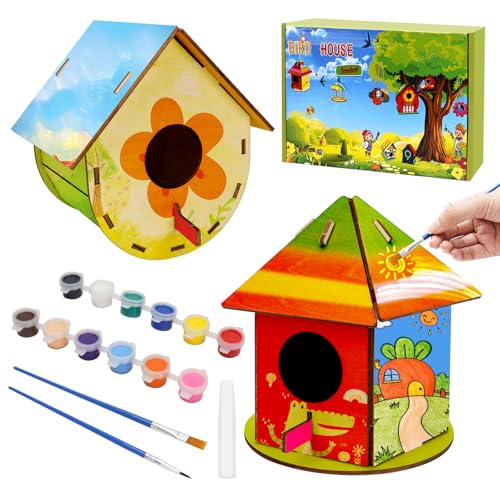Acentor Vogelhaus Bausatz für Kinder,2 Stück Holz Vogelfutterhaus Bastelset,DIY Vogelhaus zum Bemalen,Vogelkasten Bastelset Geschenke für Jungen Mädchen Acentor Vogelhaus Bausatz für Kinder,2 Stück Holz Vogelfutterhaus Bastelset,DIY Vogelhaus zum Bemalen,Vogelkasten Bastelset Geschenke für Jungen Mädchen von Acentor