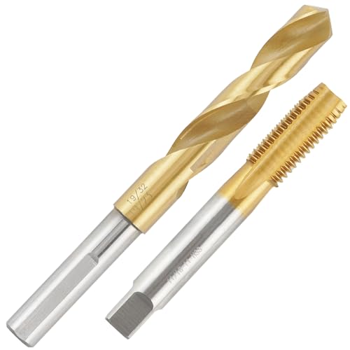 Aceteel 11/16-11 UNC-Gewindebohrer mit 15,2 mm Bohrer, Ti-beschichtetes HSS 11/16 x 11 Gewindebohrer und 19/32 Spiralbohrer mit reduziertem Schaft von Aceteel
