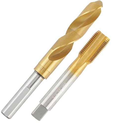 Aceteel 3/4-16 UNF-Gewindebohrer mit 17,5 mm Bohrer, Tibeschichtetes HSS 3/4 x 16 Gewindebohrer und 11/16 Spiralbohrer mit reduziertem Schaft von Aceteel