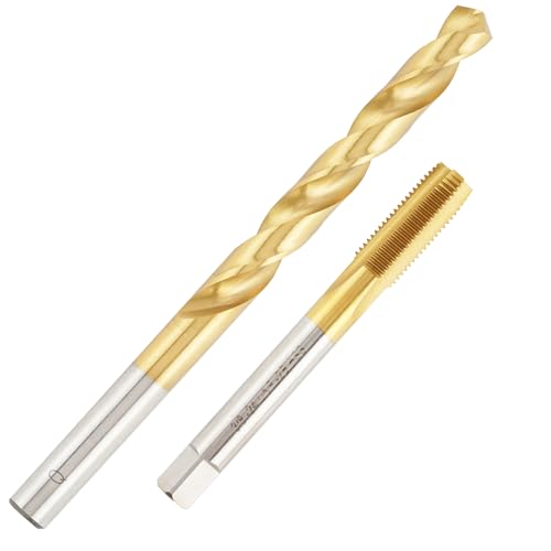 Aceteel 3/8-24 UNF-Gewindebohrer mit 8,5 mm Bohrer, Tibeschichtetes HSS 3/8 x 24 Gewindebohrer und Q-Spiralbohrer mit geradem Griff Aceteel 3/8-24 UNF-Gewindebohrer mit 8,5 mm Bohrer, Tibeschichtetes HSS 3/8 x 24 Gewindebohrer und Q-Spiralbohrer mit geradem Griff von Aceteel