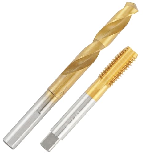 Aceteel 5/8-11 UNC-Gewindebohrer mit 13,6 mm Bohrer, Tibeschichtetes HSS 5/8 x 11 Gewindebohrer und 17/32 Spiralbohrer mit reduziertem Schaft von Aceteel