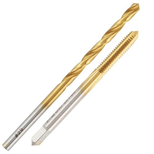 Aceteel 8-32 UNC-Gewindebohrer mit 3,4 mm Bohrer, Tibeschichteter HSS #8-32 Gewindebohrer und #29 Spiralbohrer mit geradem Griff Aceteel 8-32 UNC-Gewindebohrer mit 3,4 mm Bohrer, Tibeschichteter HSS #8-32 Gewindebohrer und #29 Spiralbohrer mit geradem Griff von Aceteel