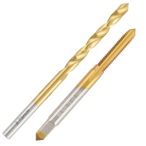 Aceteel Gewindebohrer M4,5 x 0,75 mit 3,75 mm Bohrer, Tibeschichtetes HSS M4,5 x 0,75 Gewinde und 3,75 mm Spiralbohrer mit geradem Griff Aceteel Gewindebohrer M4,5 x 0,75 mit 3,75 mm Bohrer, Tibeschichtetes HSS M4,5 x 0,75 Gewinde und 3,75 mm Spiralbohrer mit geradem Griff von Aceteel