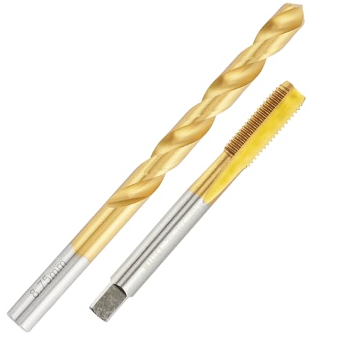 Aceteel M10 x 1,25 Gewindebohrer mit 8,75 mm Bohrer, Tibeschichteter HSS M10 x 1,25 Gewindebohrer und 8,75 mm Spiralbohrer mit geradem Griff Aceteel M10 x 1,25 Gewindebohrer mit 8,75 mm Bohrer, Tibeschichteter HSS M10 x 1,25 Gewindebohrer und 8,75 mm Spiralbohrer mit geradem Griff von Aceteel