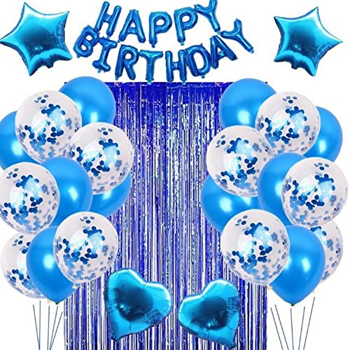 Acfthepiey 27 Stück/Set blaue Luftballons, Geburtstags-Set, Partyzubehör, Buchstabenballons, Schnur-Dekorationsset, Blau von Acfthepiey