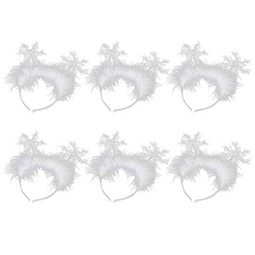 Acfthepiey 6 Stück Weihnachtsschmuck Weihnachten Kopfschmuck Schneeflocke Stirnband Weihnachten Party Zubehör für Kinder Weiß von Acfthepiey