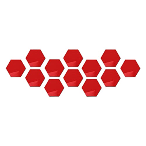 Deko Kinderzimmer Mädchen Hexagon Acryl Spiegel DIY Wandaufkleber 3D Stereo Home Decor mit Klebstoff Wand Deko Badezimmer Bilder Wandsticker Wohnzimmer (Red, One Size) von Achimlt