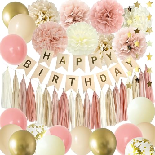 Acidea Geburtstagsdeko Mädchen Frauen, Geburtstag Deko Rosa Beige, Deko Geburtstag Frau, Beige Vintage Rosa Weiß Luftballon Girlande Pompons für Boho Party Deko Acidea Geburtstagsdeko Mädchen Frauen, Geburtstag Deko Rosa Beige, Deko Geburtstag Frau, Beige Vintage Rosa Weiß Luftballon Girlande Pompons für Boho Party Deko von Acidea