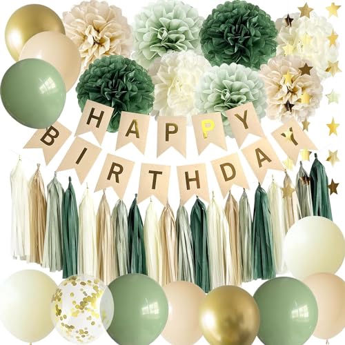Acidea Geburtstagsdeko Grün Gold, Deko Geburtstag Mädchen,Dschungel Kindergeburtstag Deko Avocado Grüne Gold Luftballons, Happy Birthday Banner Eukalyptusblätter Babyparty Deko Acidea Geburtstagsdeko Grün Gold, Deko Geburtstag Mädchen,Dschungel Kindergeburtstag Deko Avocado Grüne Gold Luftballons, Happy Birthday Banner Eukalyptusblätter Babyparty Deko von Acidea