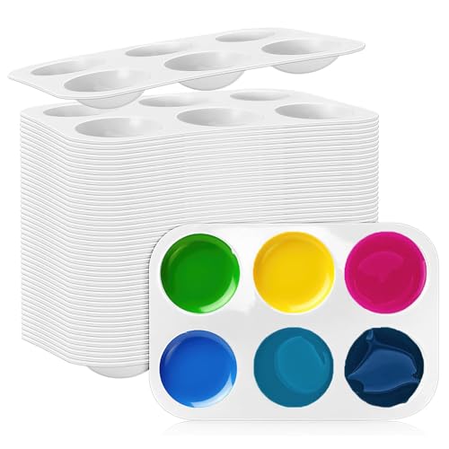 Acidea Weiße Kunststoff-Farbpalette, 50 Stück, 6 Mulden, rechteckige Farbtablett, Palette für Kinder, Studenten, Erwachsene, Malerei, Party, Handwerk, DIY, Kunst, Malerei, Acrylmalerei, Aquarellfarbe, Acidea Weiße Kunststoff-Farbpalette, 50 Stück, 6 Mulden, rechteckige Farbtablett, Palette für Kinder, Studenten, Erwachsene, Malerei, Party, Handwerk, DIY, Kunst, Malerei, Acrylmalerei, Aquarellfarbe, von Acidea