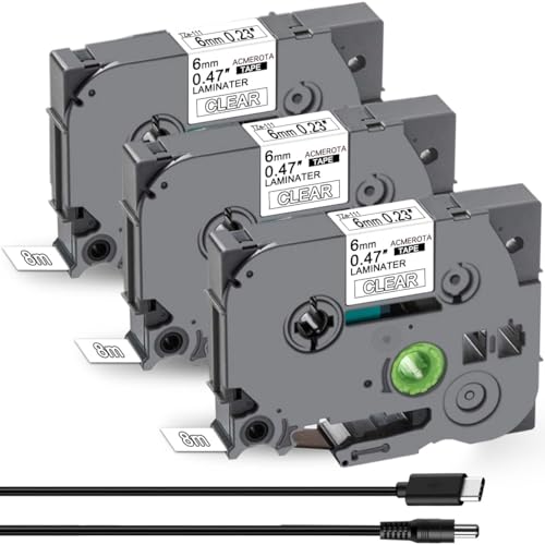 Acmerota 3 Stück Tze-111 6 mm x 8 m, Ersatz für Brother TZe111 Tz-111 Tz111, laminiert, Schwarz auf Klar, für Brother P-Touch PT-H110 PT-D220 PT-D202 PT-D210 PT-D610 PTD220 PTD410 PTD460 PTD410VP Acmerota 3 Stück Tze-111 6 mm x 8 m, Ersatz für Brother TZe111 Tz-111 Tz111, laminiert, Schwarz auf Klar, für Brother P-Touch PT-H110 PT-D220 PT-D202 PT-D210 PT-D610 PTD220 PTD410 PTD460 PTD410VP von Acmerota