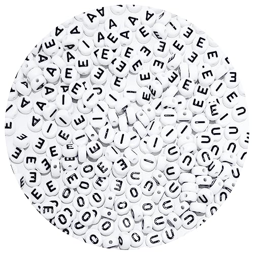 500 Stück Kreis Vokal Buchstaben Perlen 4 x 7 mm Acryl Alphabet Perlen für Armbänder DIY Schmuckherstellung – A E I O U 500 Stück Kreis Vokal Buchstaben Perlen 4 x 7 mm Acryl Alphabet Perlen für Armbänder DIY Schmuckherstellung – A E I O U von Acofect