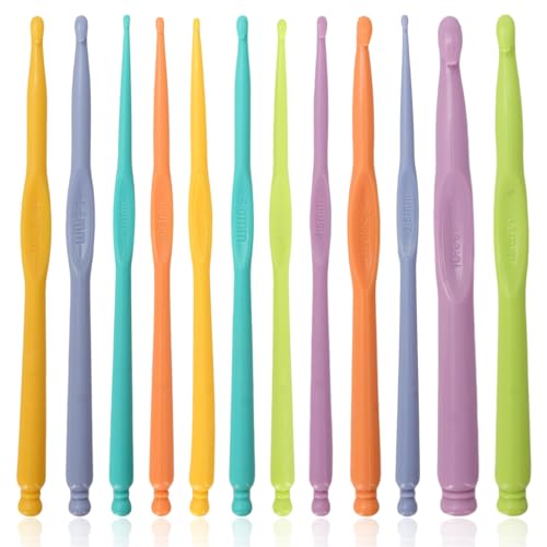 12 Stück Häkelnadel Häkelnadel Set Bunte Häkelset Dauerhaft Häkelnadeln Crochet Set Crochet Hooks Set für Häkelanfänger Es gibt Eine Gute Auswahl An Größen von Acooruiteng