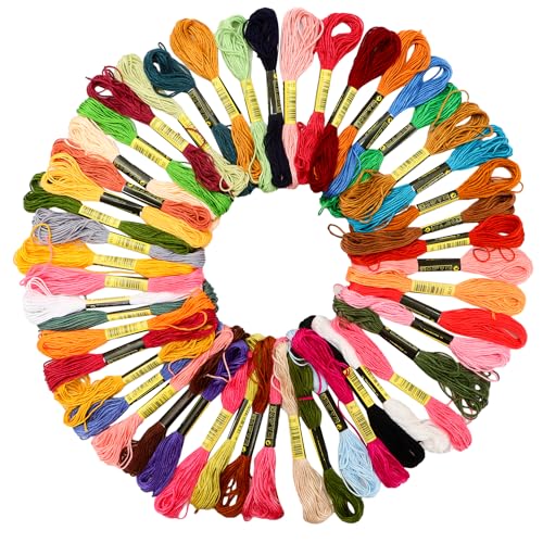 50 Stück Stickgarn Stickgarn Set Multifarben Knüpfgarn Weich Perlgarn Regenbogenfarben Sticktwist Embroidery Threads für Knüpfen,Flechten,Basteln,Häkeln von Acooruiteng