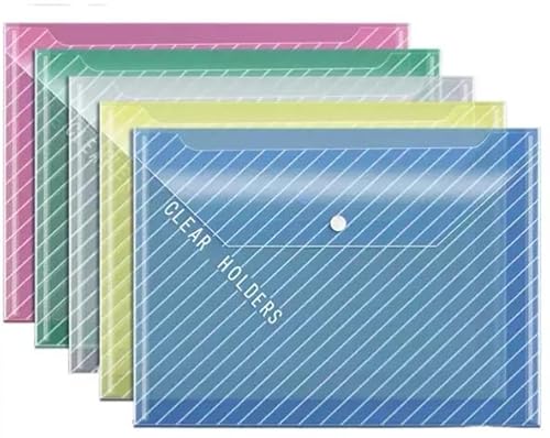 A4 Dokumententasche A4 Transparent Bunte Mappen Sammelmappe Dokumentenmappe zum Abheften Dokumententaschen Sammelmappen Plastic Wallets mit Druckknopf für Dokumente Organisieren 10 Stück von Acooruiteng