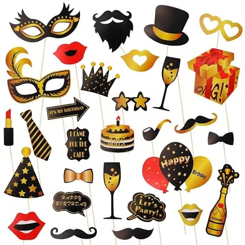 Foto Requisiten Fotobox Accessoires Foto Booth Props Schwarzes Gold Party Photo Supplies Photo Booth Requisiten Fotorequisiten für Geburtstag Party Dekoration Zubehör Party Deko 30 Stück Foto Requisiten Fotobox Accessoires Foto Booth Props Schwarzes Gold Party Photo Supplies Photo Booth Requisiten Fotorequisiten für Geburtstag Party Dekoration Zubehör Party Deko 30 Stück von Acooruiteng