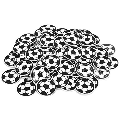 100pcs Fußball -B -Stickereiflecken DIY -Kleidungsdekoration FußBücher Aufkleber 3cm Fußball B Stickerei Patchesembroidery Patchesblack und WhiteSoccer B Patches3CM Stickerei von Acouto