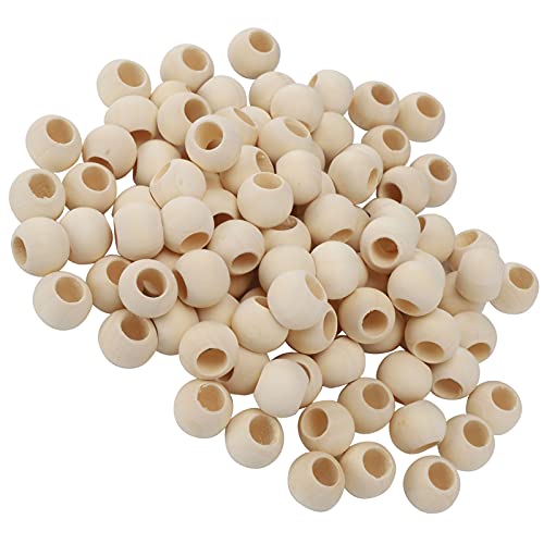 100pcs Holzperlen Rundes Loch Halskette B SP Dekoration DIY Schmuckzubehör 20mm Holzperlen Spacernecklace Abstandsloch Beadsjewelry Making Beaddiy Perlenzubehör Machen von Acouto