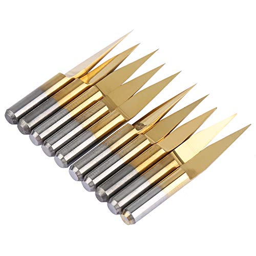 10pcs 3,175 Mm Beschichtete Wolframstahlstahl -Gravur -CNC Bit Schnitzwerkzeug Gravur Bit Cutter CNC Router Carvnient für Doppelt und Doppelt und (3,175 * 15 °*0,1) von Acouto