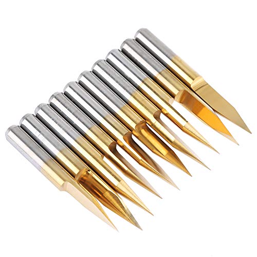 10pcs 3,175 Mm Beschichtete Wolframstahlstahl -Gravur -CNC Bit Schnitzwerkzeug Gravur Bit Cutter CNC Router Carvnient für Doppelt und Doppelt und (3,175 * 25 °*0,1) von Acouto