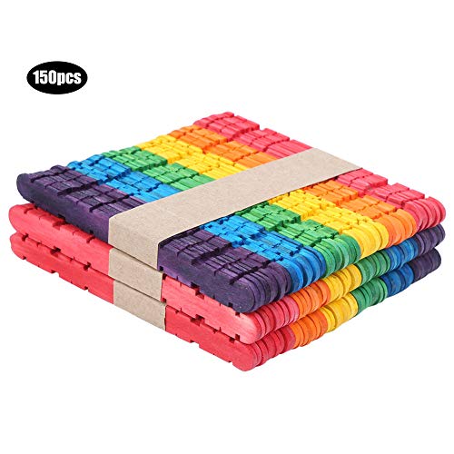 150pcs Bunte Sägezahn -Holzeis für DIY Handwork Kunsthandwerksprojekt Küchenzubehör Eis Stickswooden Stickswood Bastel Sticksart BastelsticksDiy Hand? von Acouto