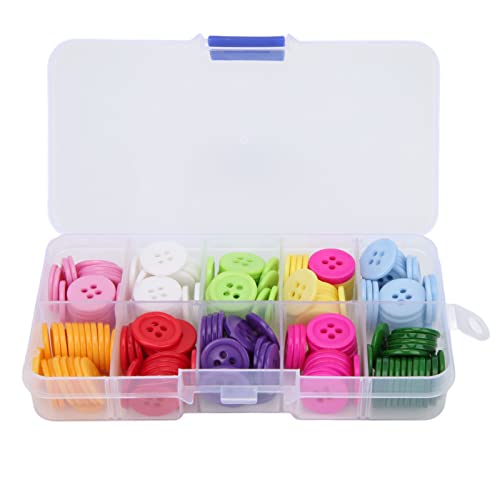 200pcs Knöpfe 4 Löcher 15mm Farbenfrohe Kinderkleidung Dekoration Zubehör Buttons Buttons für Handwerkssewing Knöpfe Klebeband von Materia von Acouto
