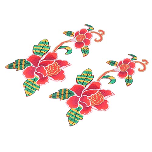 2pcs Patches Nähen Handnähte Deco DIY Herstellung Baumwollgestickte Blumenmuster Patch für Scrapbookingred für Scrapbookingred -Patches Sewingembroidered Patchdiy Stickerei (Rot) von Acouto