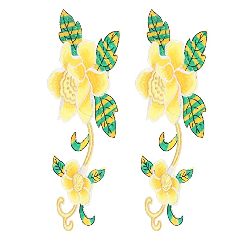 2pcs Patches Nähen Handnähte Deco DIY Herstellung Baumwollgestickte Blumenmuster Patch für Scrapbookingred für Scrapbookingred -Patches Sewingembroidered Patchdiy Stickerei (YELLOW) von Acouto