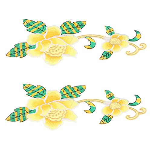 2pcs Patches Nähen Handnähte Deco DIY Herstellung Baumwollgestickte Blumenmuster Patch für Scrapbookingred für Scrapbookingred -Patches Sewingembroidered Patchdiy Stickerei (YELLOW) von Acouto