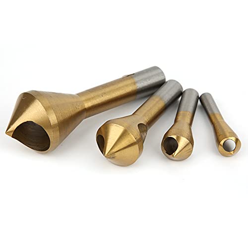 4pcs Chamfe Device Eins Geneigter Lochkammer Cutter Debur Drill 90 Grad -Materialien IS und Ser Schurke Drill Bitsingle Loch Chamferchamfe Tooldebur Bitschamfer (GOLD) von Acouto