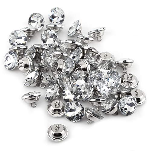 50pcs Eleganter Kristall - -Knöpfe, Funkelnde Glasknöpfe Kleidung Zugriff auf Zinklegierung Basis für Kleidungshandwerk, Kopfteil, Sofa (25mm) von Acouto