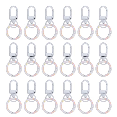 Acouto 18pcs Zinklegierung Metall Klauenverschluss Schlüsselbund -Drehhaken mit Federschlüsselringen für Beutelschmuckherstellung (WHITE) von Acouto