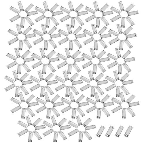 Acouto 200pcs Farbenfrohe Kristallknöpfe, Flachback -Kristallharz Nähen Glänzende Bastelzubehör Ideal für Kleidung, Schuhe, Taschen Dekoration (Weiß 6 * 17,5 mm) von Acouto