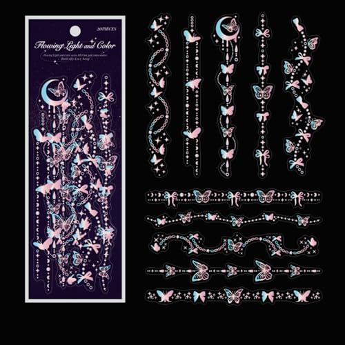 Acouto 20pcs ästhetische Planer Aufkleber Dekorative Planer Aufkleber für Journal Calendar Scrapbook und Ihre Ein ästhetischer StickerDecorative Stickerererer (Schmetterlingsstil) von Acouto