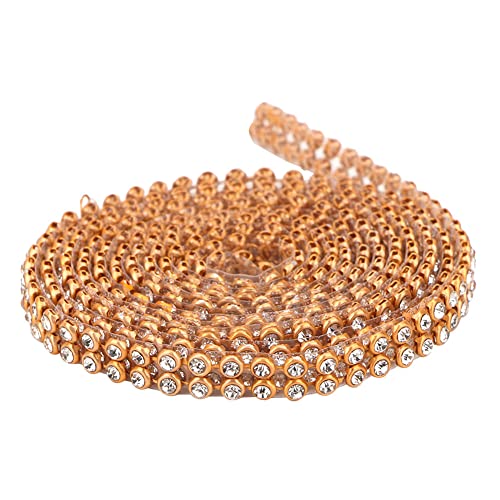 Acouto 3 Mm Kristall Strasssteine ​​Kettenverkleidung, DIY -Nähwerkskleidung Kleidsverzerrung, Silberweiße 2 Linien, Kristall (Weißer Diamant auf Goldbasis) von Acouto