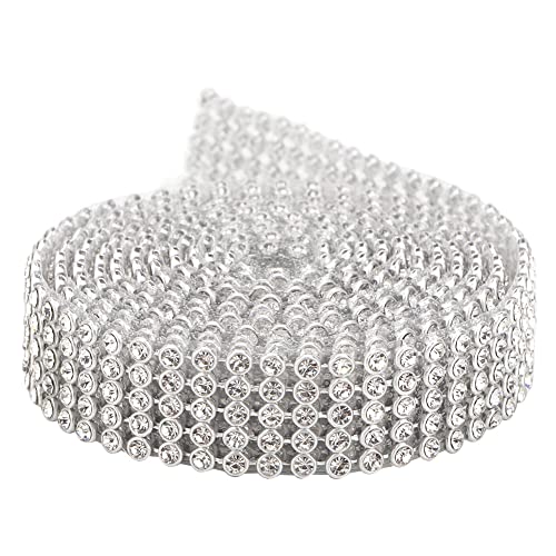 Acouto 3 Mm Kristall Strasssteine ​​Kettenverkleidung, DIY -Nähwerkskleidung Kleidsverzerrung, Silberweiße 2 Linien, Kristall (Weißer Diamant auf Silber) von Acouto