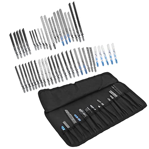 Acouto 48 Puzzlehblatt Set T-förmiges Griff Metall Universal Hochgeschwindigkeits-Schneidwerkzeug Jigsaw Vane/Wing Set für Holz, Metall, Aluminiumschneidung [große Kapazität] von Acouto