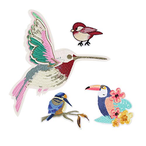 Acouto Animal Applices Patch, Vogelfleck, Bestickte Tierhundfeder Nähen Sie Applikationen, Gemischte (18cm Eulen Pequin -Stoffaufkleber Schwarz Gold und) von Acouto
