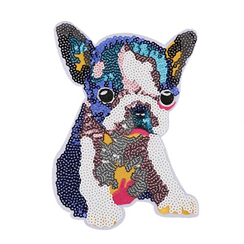 Acouto Animal Applices Patch, Vogelfleck, Bestickte Tierhundfeder Nähen Sie Applikationen, Gemischte (21 cm Sitzposition Pailletten Hundestoff Patch) von Acouto
