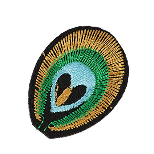 Acouto Animal Applices Patch, Vogelfleck, Bestickte Tierhundfeder Nähen Sie Applikationen, Gemischte (Pfauen Feder Stoffaufkleber 20 grün) von Acouto